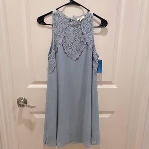 Entro dusty blue lace swing dress